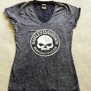 Harley-Davidson ladies washed out V-neck graphic T